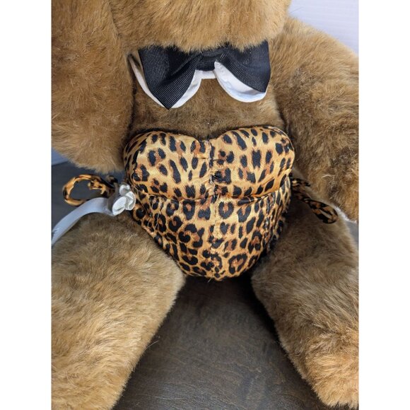 Vermont Teddy Bear Playboy Bunny Style 15" Stuffed Plush Animal Leopard Print - Picture 3 of 13